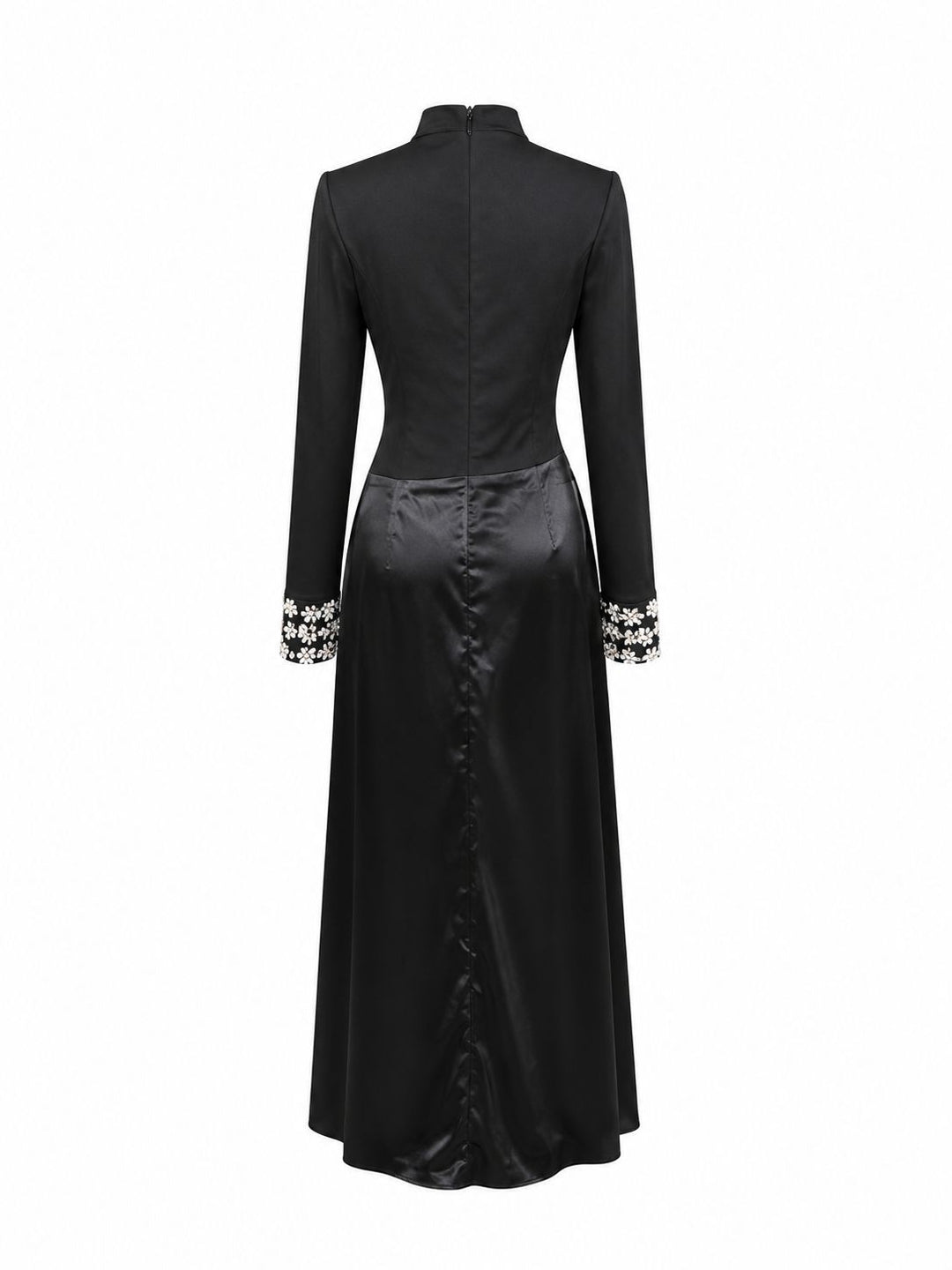 Elegant Satin Ruffle Maxi Dress - Eclipse