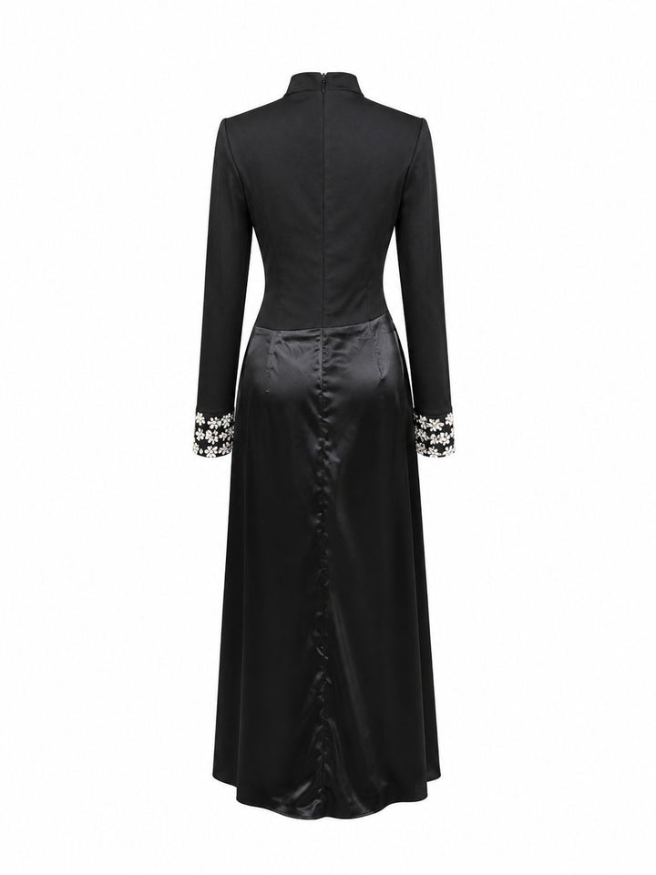Elegant Satin Ruffle Maxi Dress - Eclipse