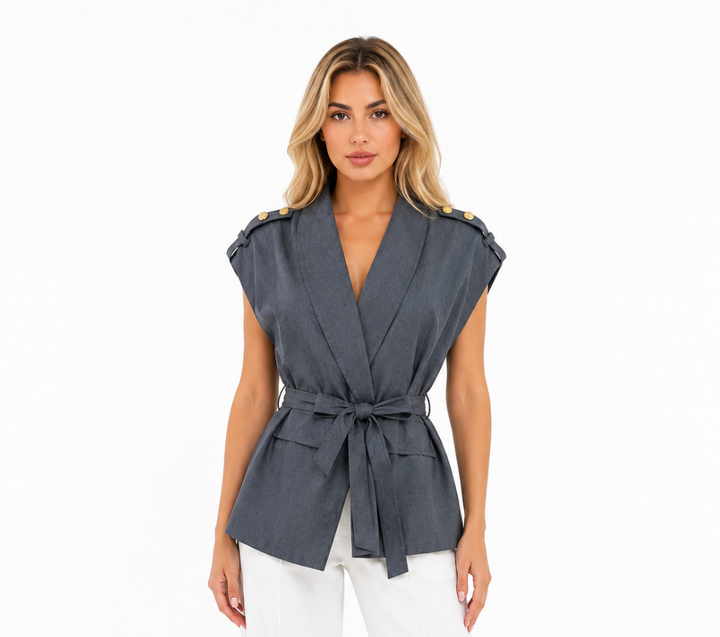 Draped Belted Vest Top - Aspen
