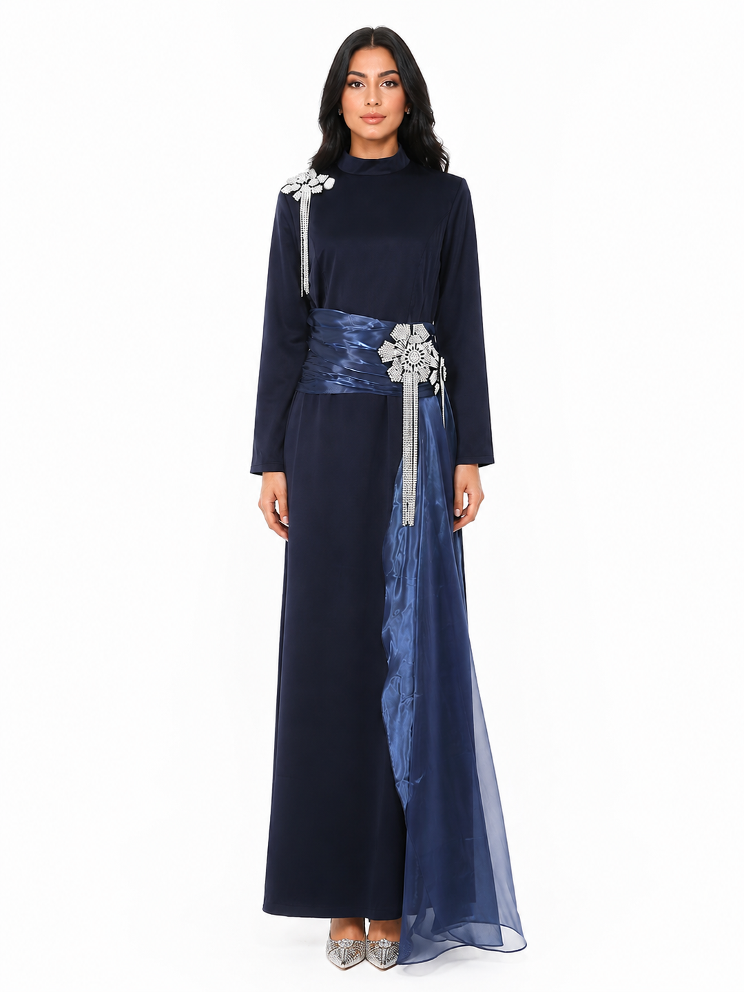 Embellished Sash Maxi Dress - Midnight