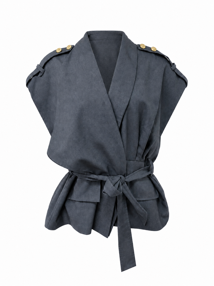 Draped Belted Vest Top - Aspen