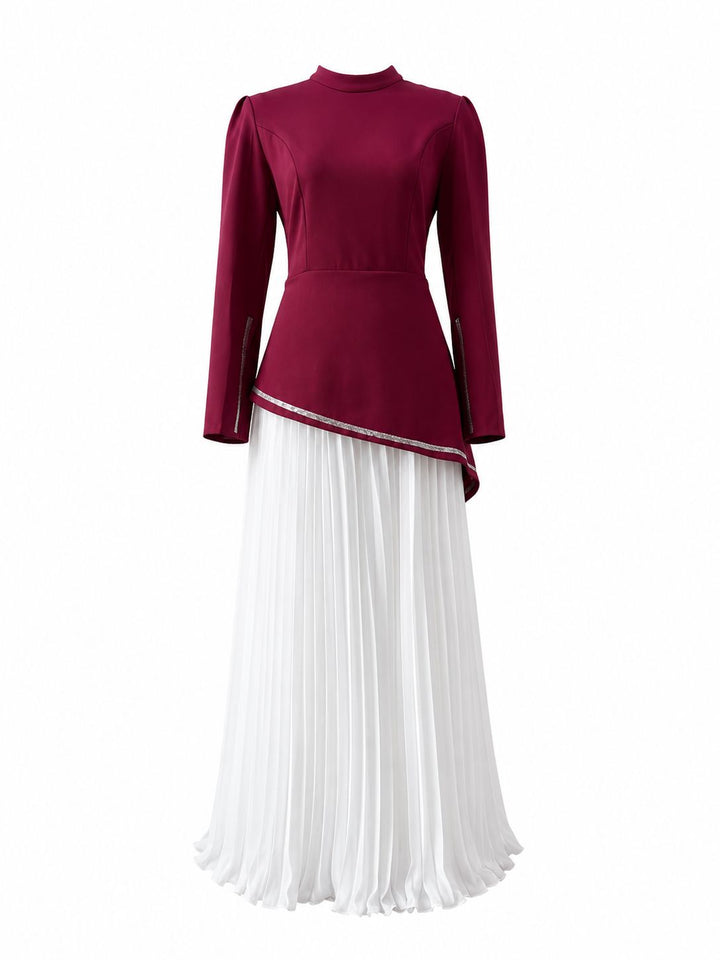 Pleated Chiffon Maxi Dress Set - Sky
