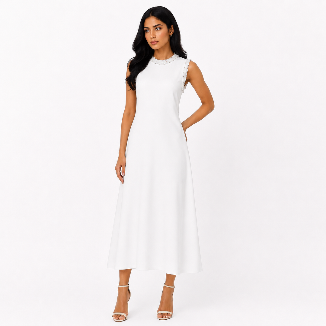 Embellished Sleeveless Maxi Dress - Sky