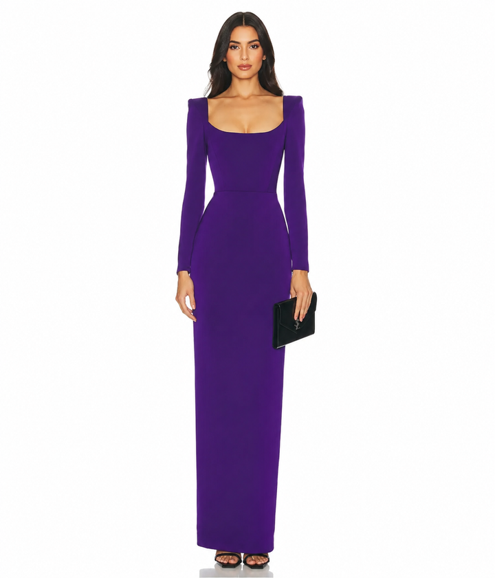 Square-Neck Column Gown – Amethyst