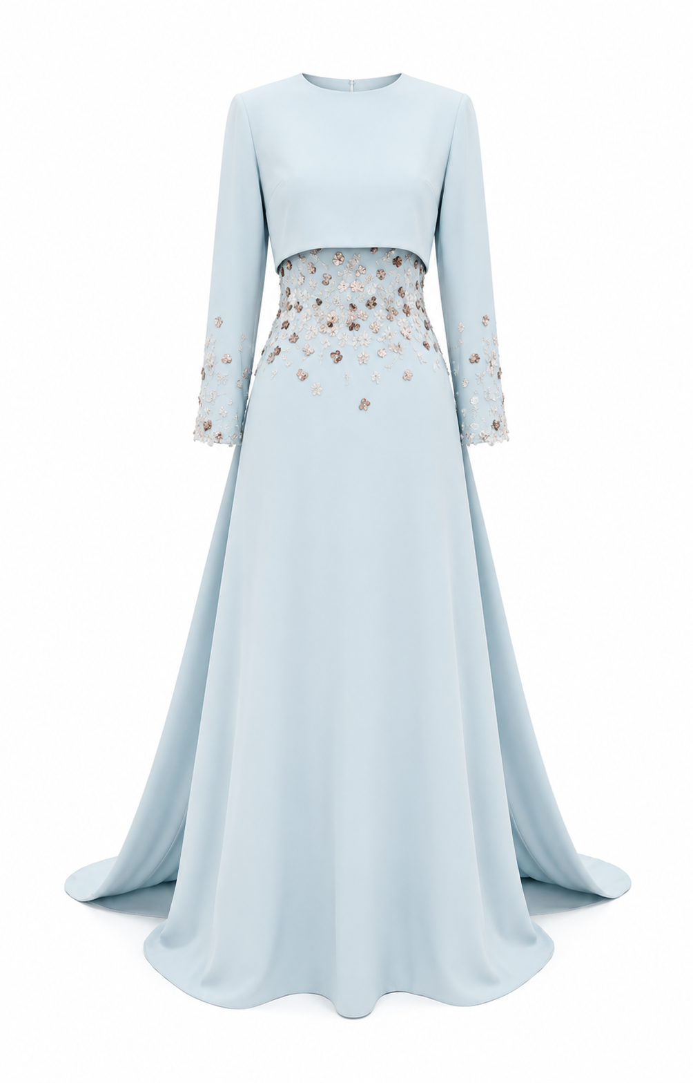 Embellished Waist Cape Gown - Ruby