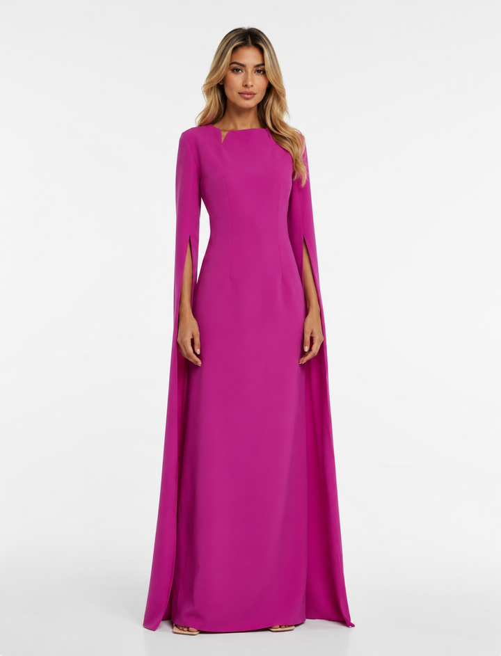 Cape-Sleeve Maxi Dress – Magenta