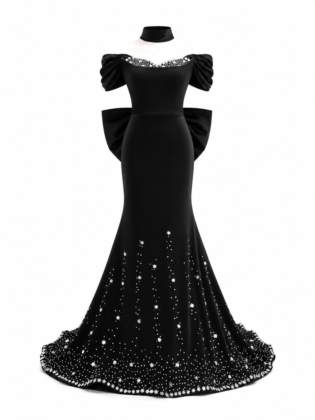 Crystal Off-Shoulder Mermaid Gown - Midnight