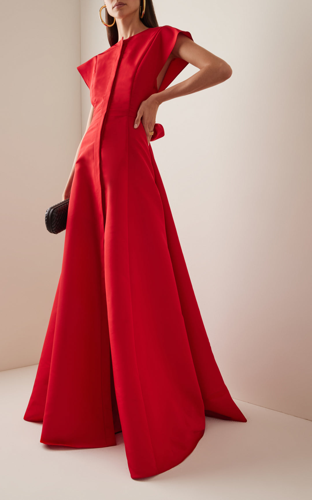 cap-sleeve gown with waist sash – VIVIEN