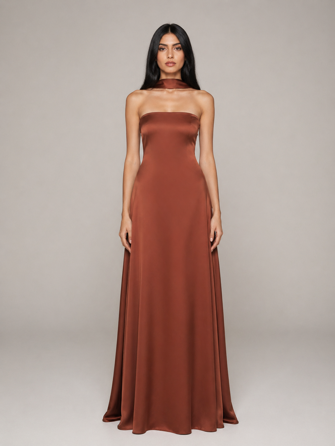 Satin Halter Maxi Dress - SIENNA