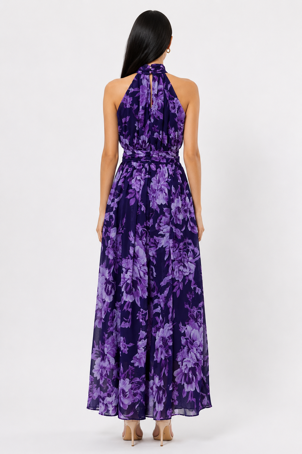 Violet Bloom Halter Maxi Dress - Dream