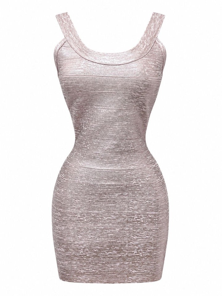 Metallic Textured Bodycon Mini Dress - Shimmer