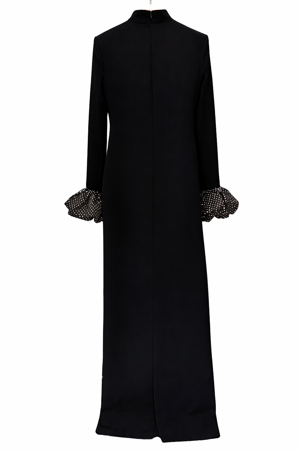 high-neck long sleeve maxi dress with ruffle cuffs – LUMINA