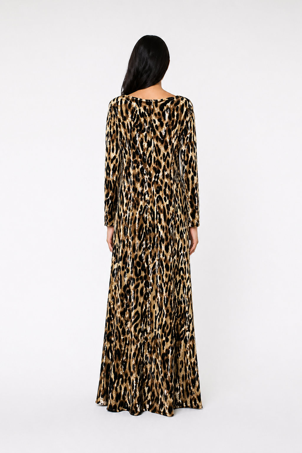 Leopard Print Maxi Dress with Long Sleeves – SAVARA