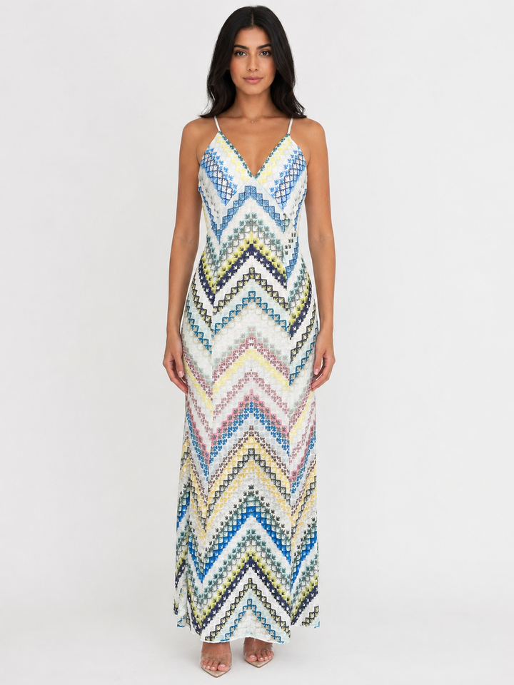 Chevron Print Maxi Dress - Breeze