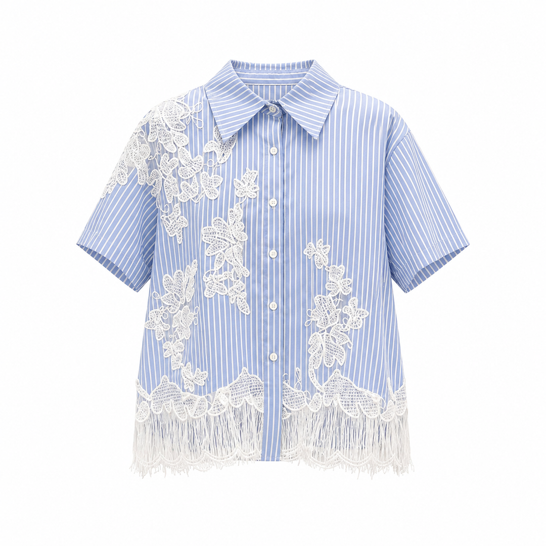 Black Lace Hem Embroidered Shirt – NOIRÉVA