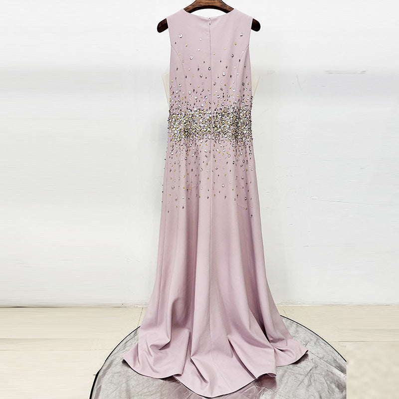 sleeveless evening gown with crystal embellished waist – BLUSH