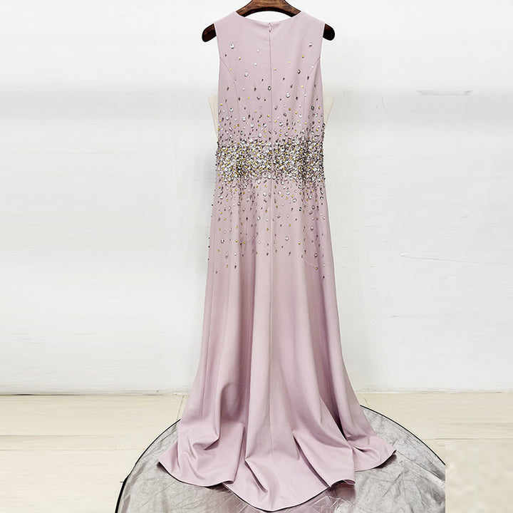 sleeveless evening gown with crystal embellished waist – BLUSH