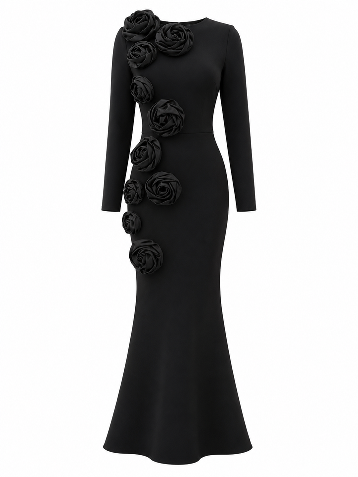 Floral Appliqué Mermaid Maxi Dress - Blossom