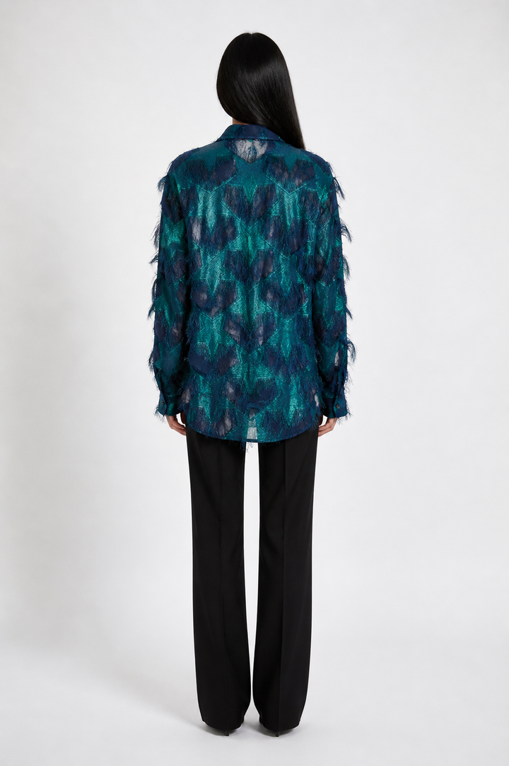 Black & Red Textured Sheer Patchwork Button-Up Shirt – VANTÉRO