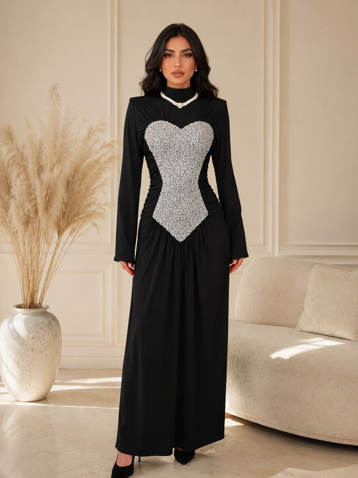 Crystal Corset Ruched Maxi Dress - Luxe