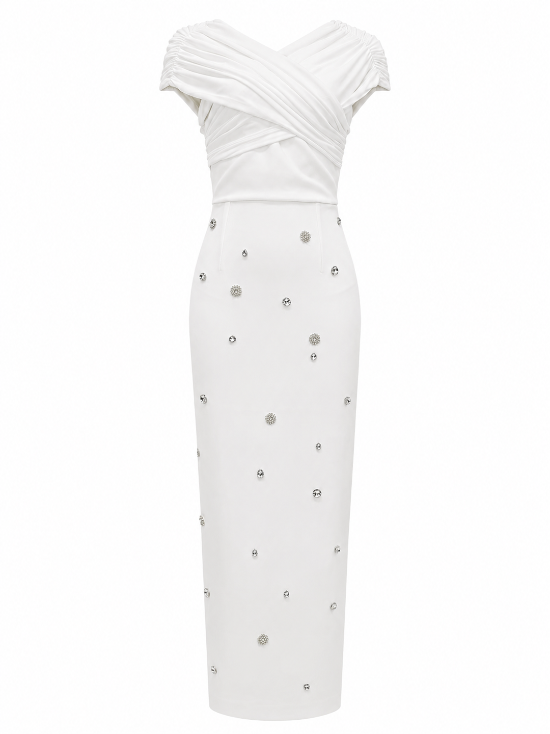 Sky Blue Crystal Embellished Off-Shoulder Gown - Grace