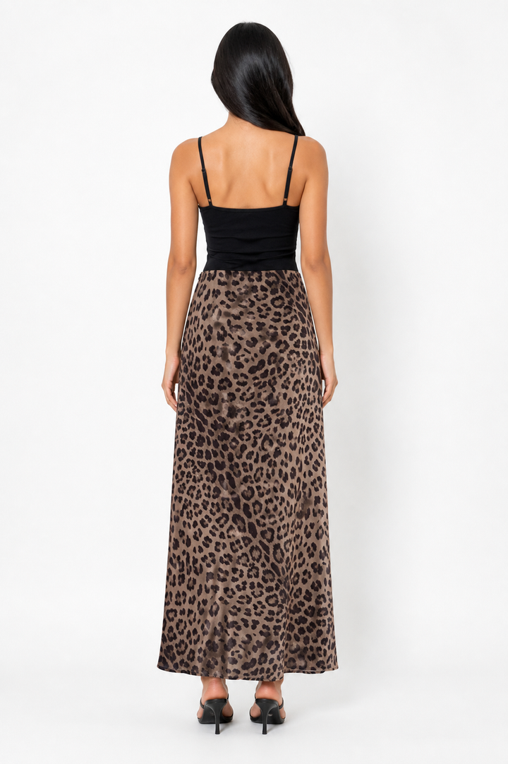 Leopard Print Satin Maxi Skirt – SAVANNA