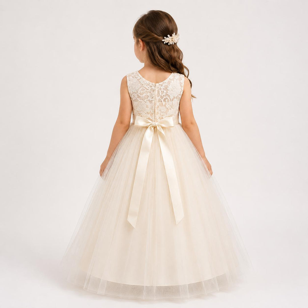 Elegant Lace Princess Dress - Girls