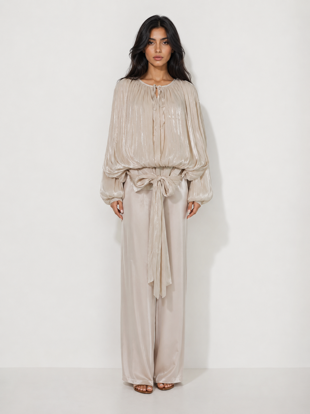 Pearl Mist Shimmer Blouse - Elegance