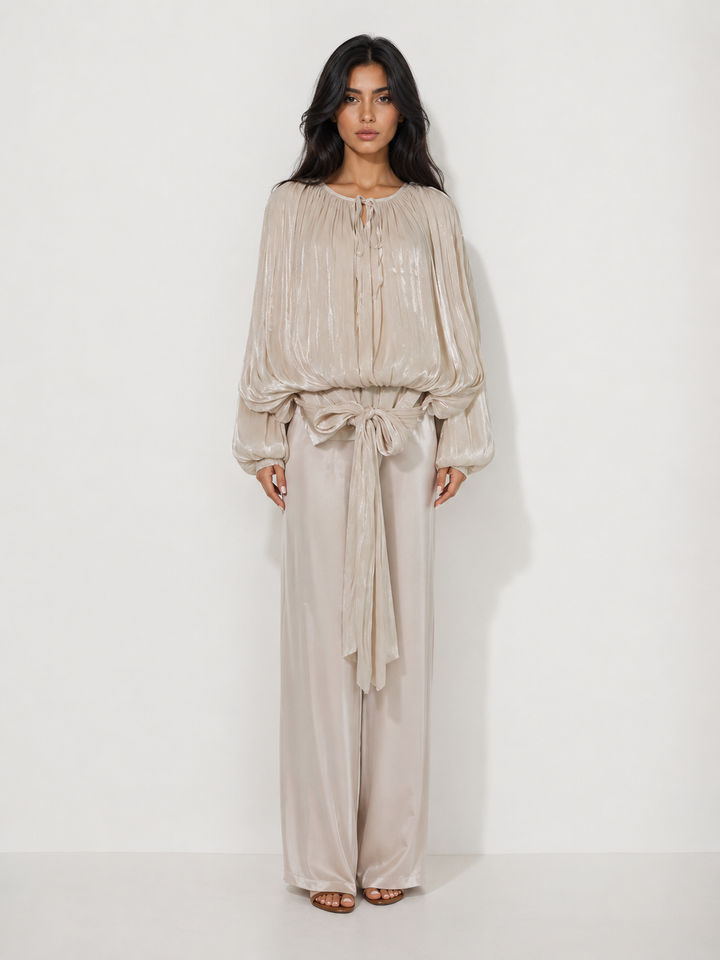 Pearl Mist Shimmer Blouse - Elegance