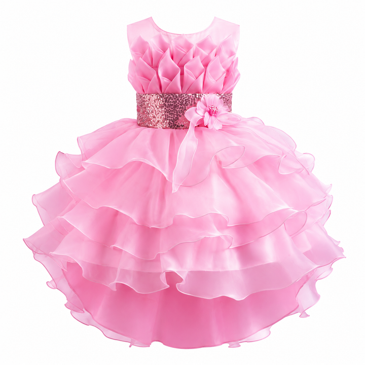 Royal Bloom Layered Princess Dress — Sapphire