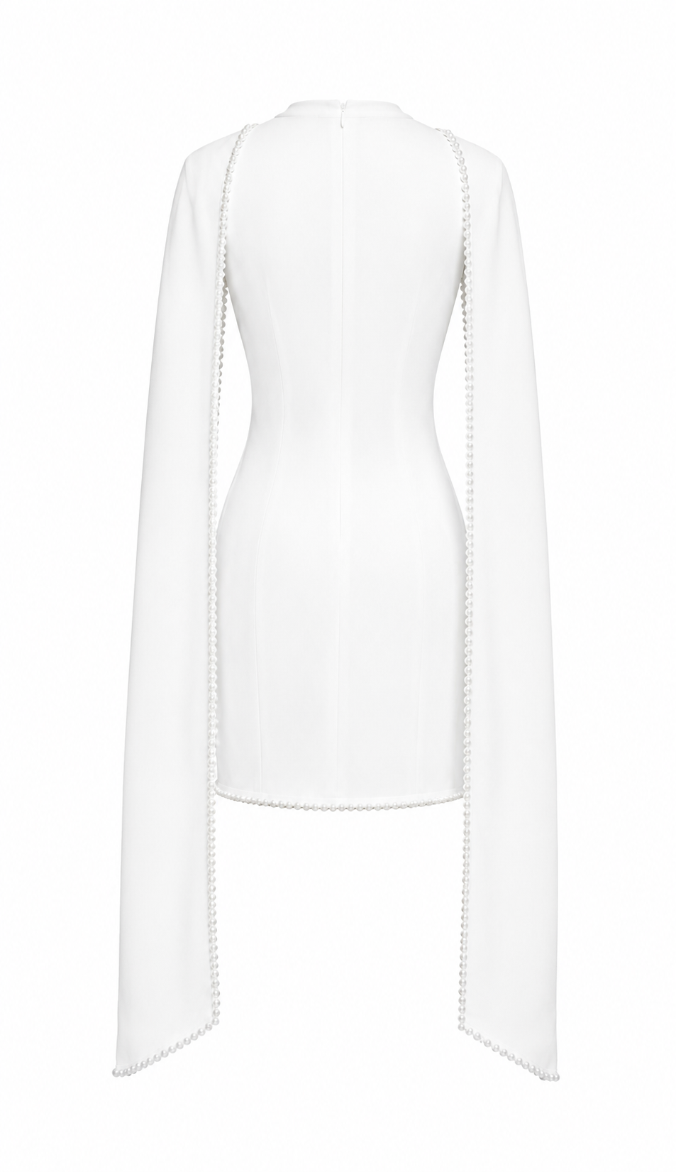 White Pearl-Trim Cape Mini Dress – Pearl