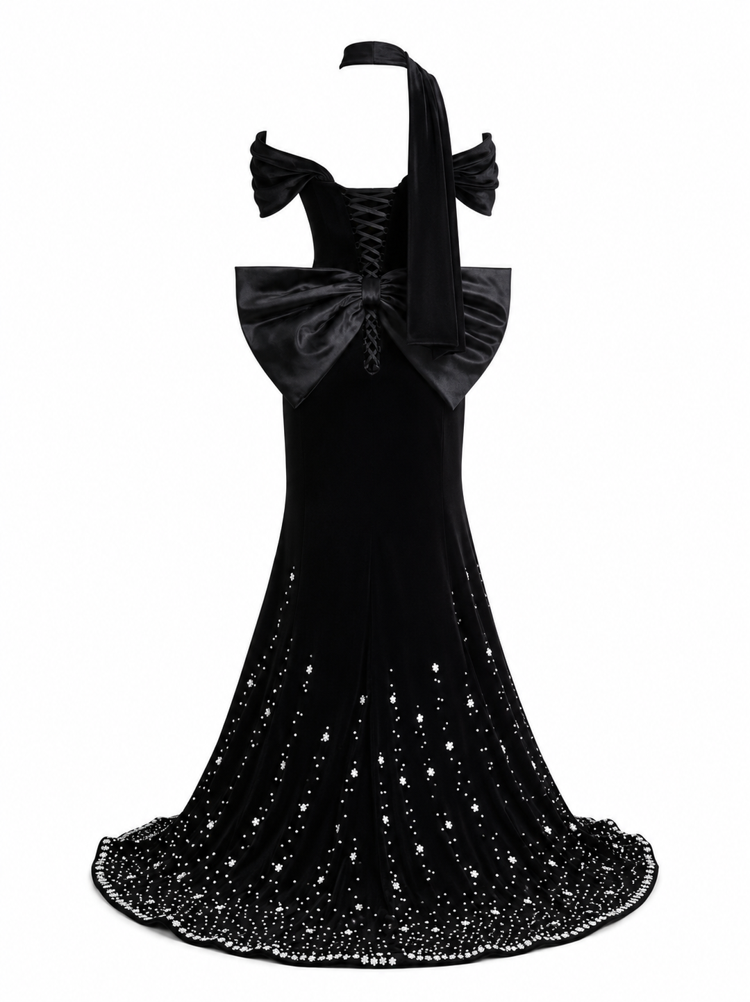 Crystal Off-Shoulder Mermaid Gown - Midnight