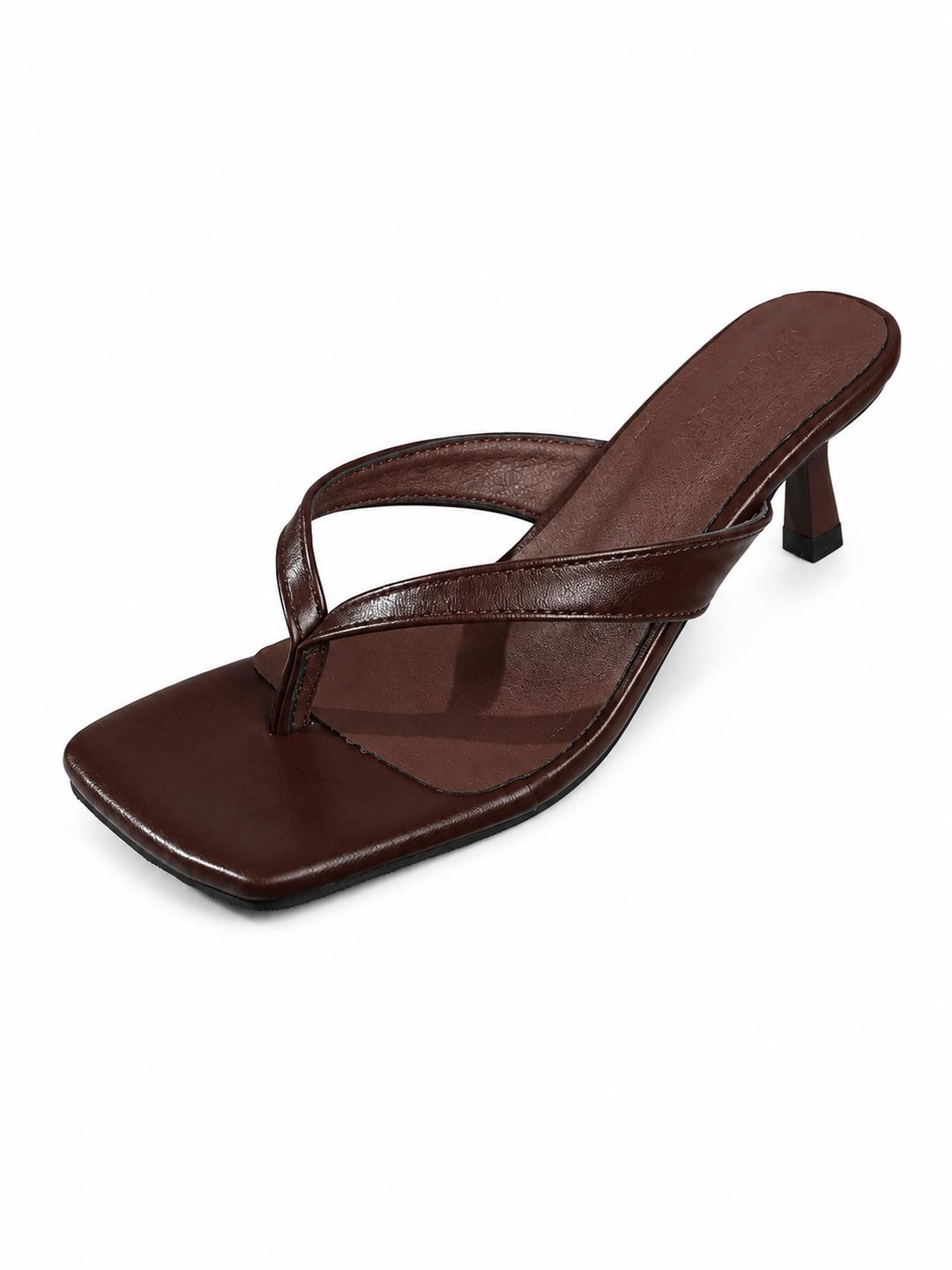 Square-Toe Kitten-Heel Mules – Mocha