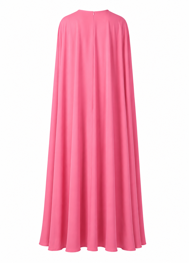 Pink Crystal-Embellished Cape Gown – Blossom