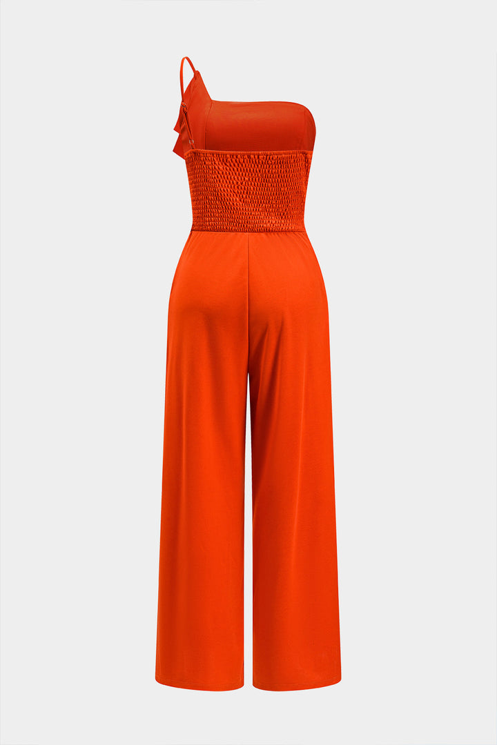 Pleated Backless Pocket Slip Jumpsuit
