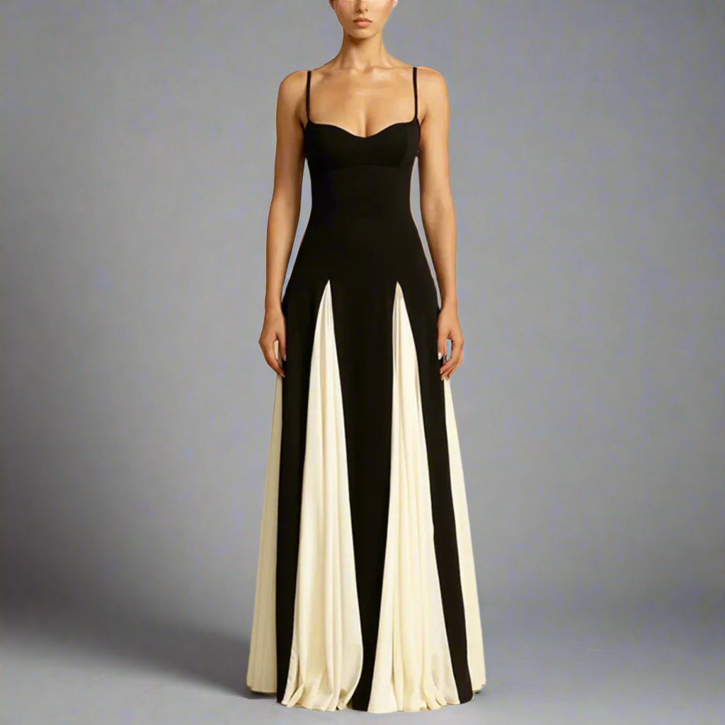 two-tone panel maxi dress – Sarena