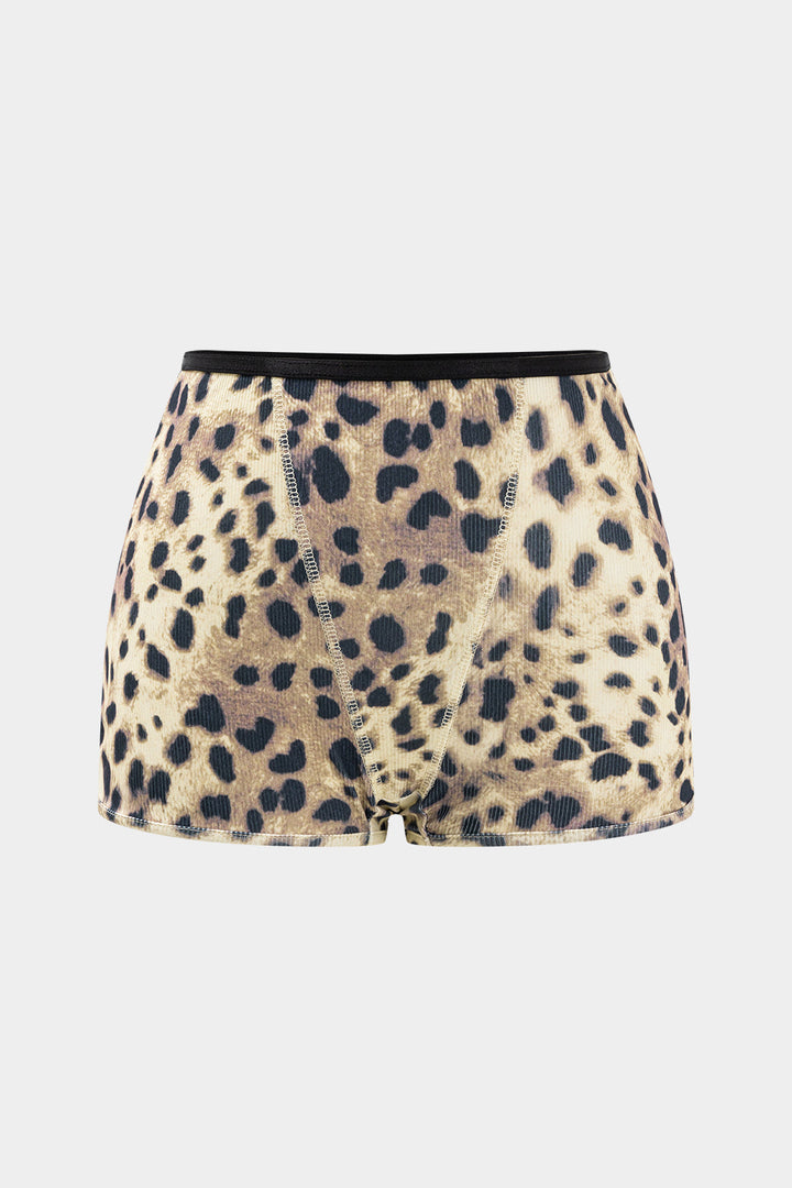 Leopard Print Vest And Shorts Set