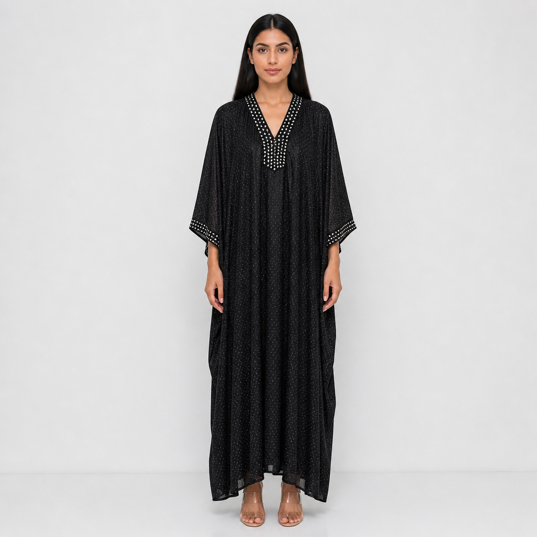 Black Embellished Kaftan Maxi Dress – NOURÉA