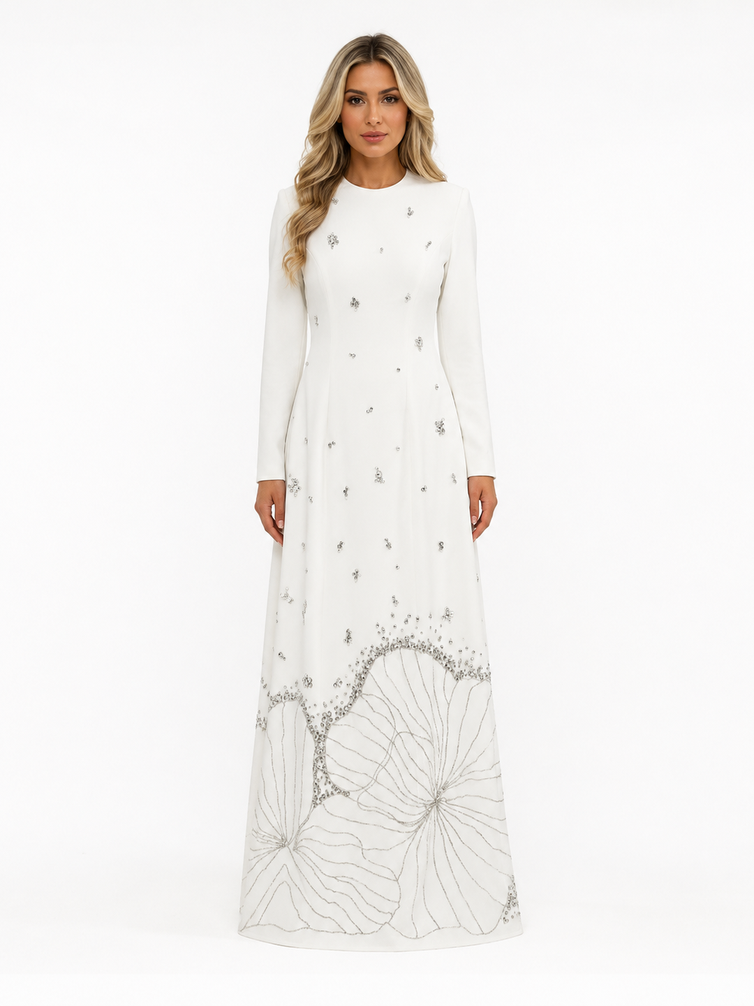 Crystal Embellished Maxi Dress - Blush