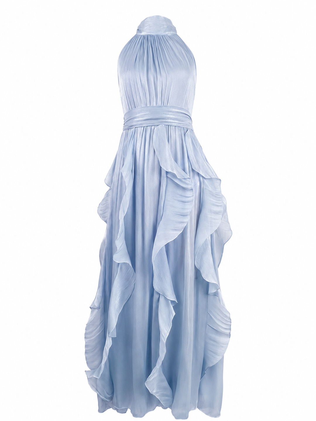 Ruffle Halter Maxi Dress - Skynr