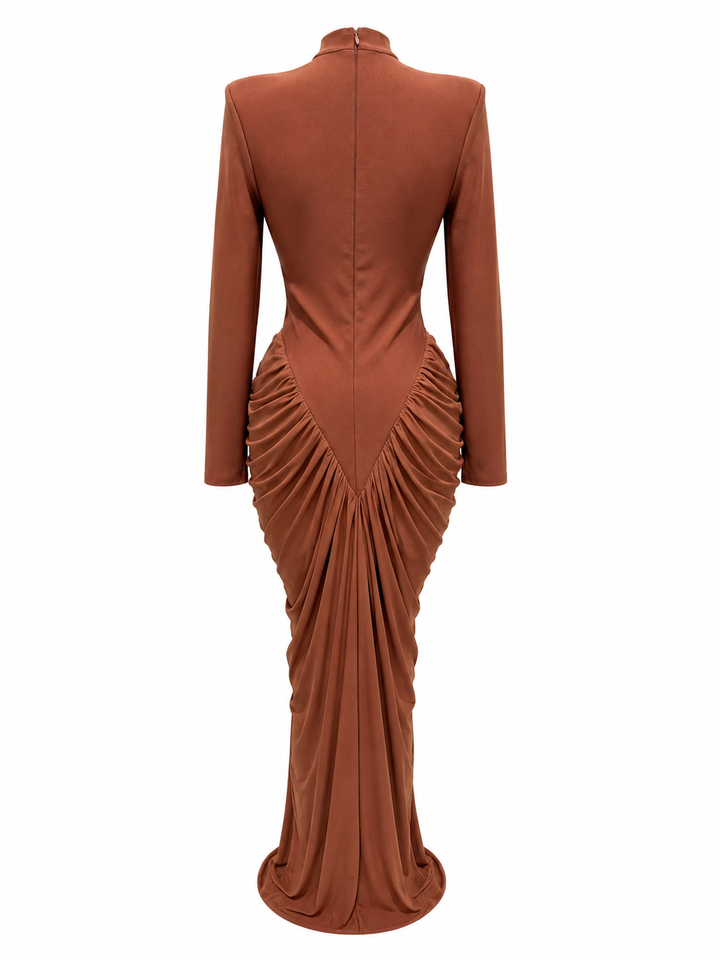 Ruched Mermaid Evening Gown - Scarlet
