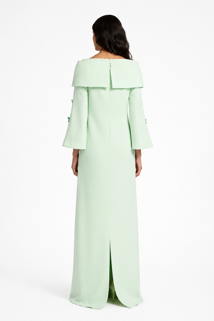 Mint Floral Embellished Off-Shoulder Maxi Dress - Blossom