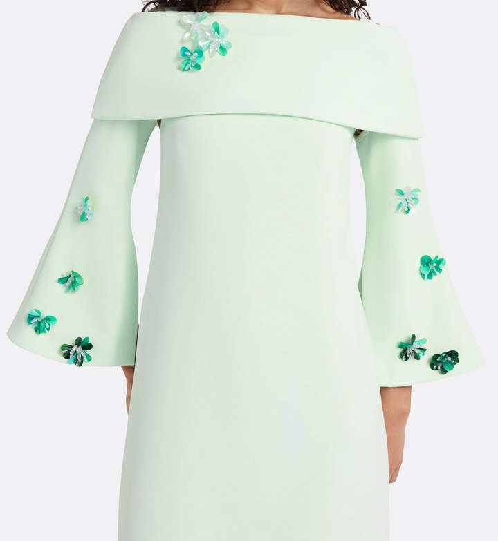 Mint Floral Embellished Off-Shoulder Maxi Dress - Blossom