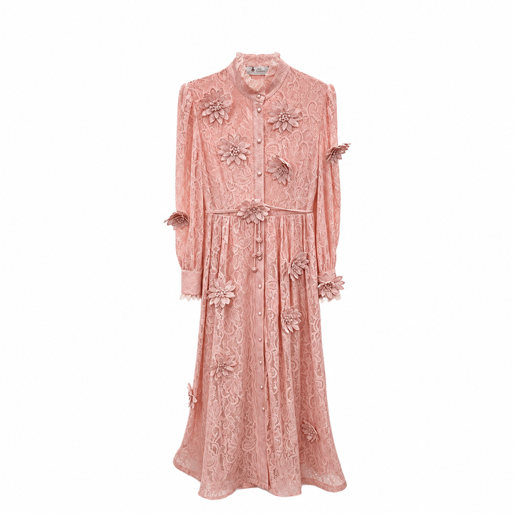 Ivory Floral Lace Maxi Dress - Romance