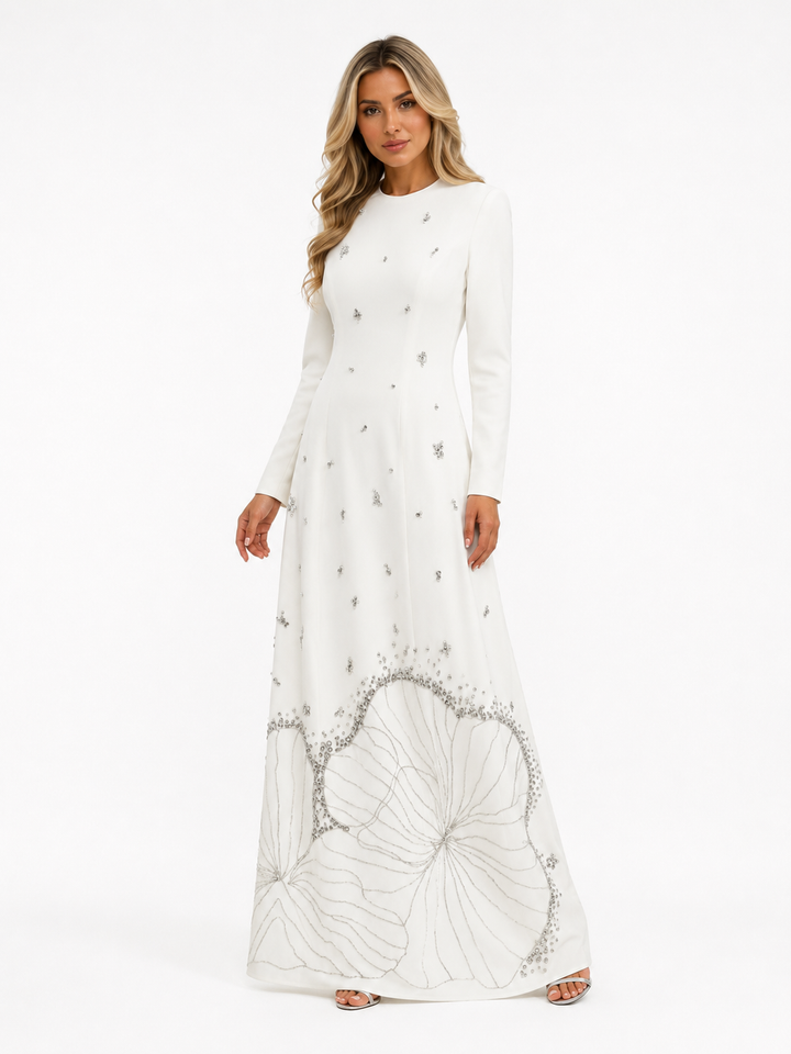 Crystal Embellished Maxi Dress - Blush