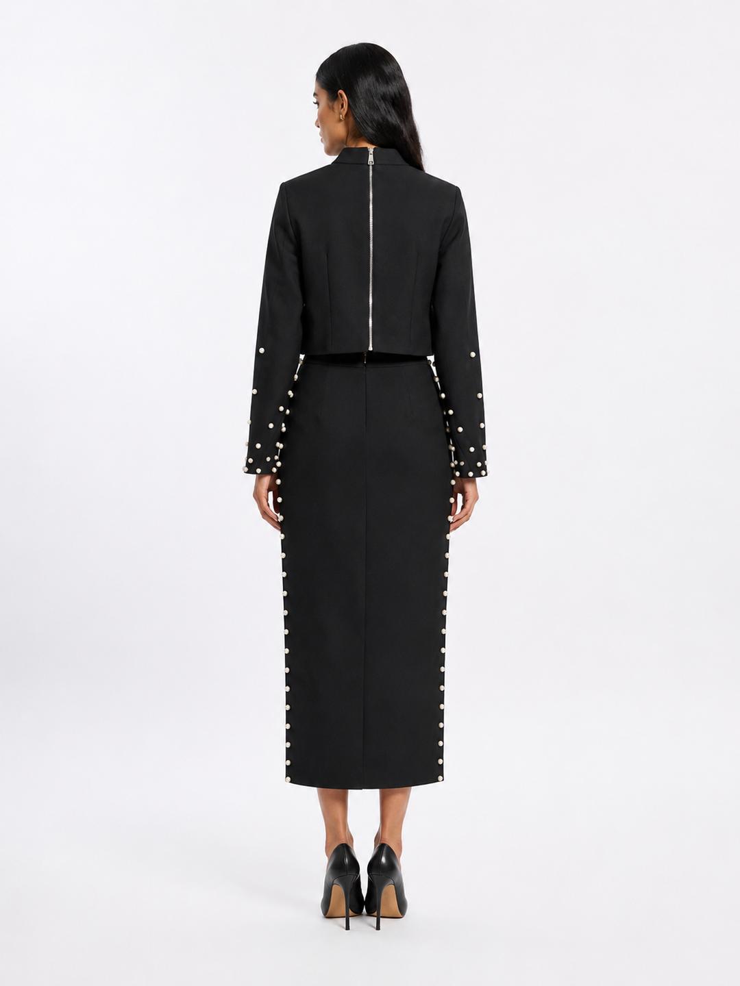Pearl Embellished Two-Piece Skirt Set — Celeste