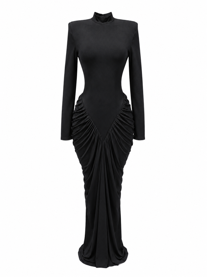 Ruched Mermaid Evening Gown - Scarlet