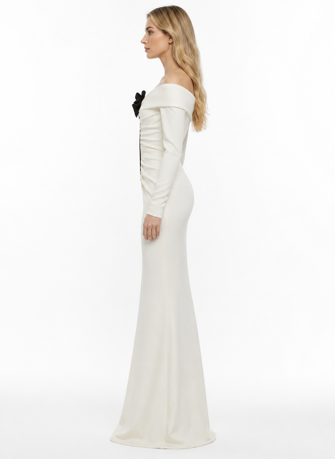 Ivory Off-Shoulder Ruched Mermaid Gown – Verona