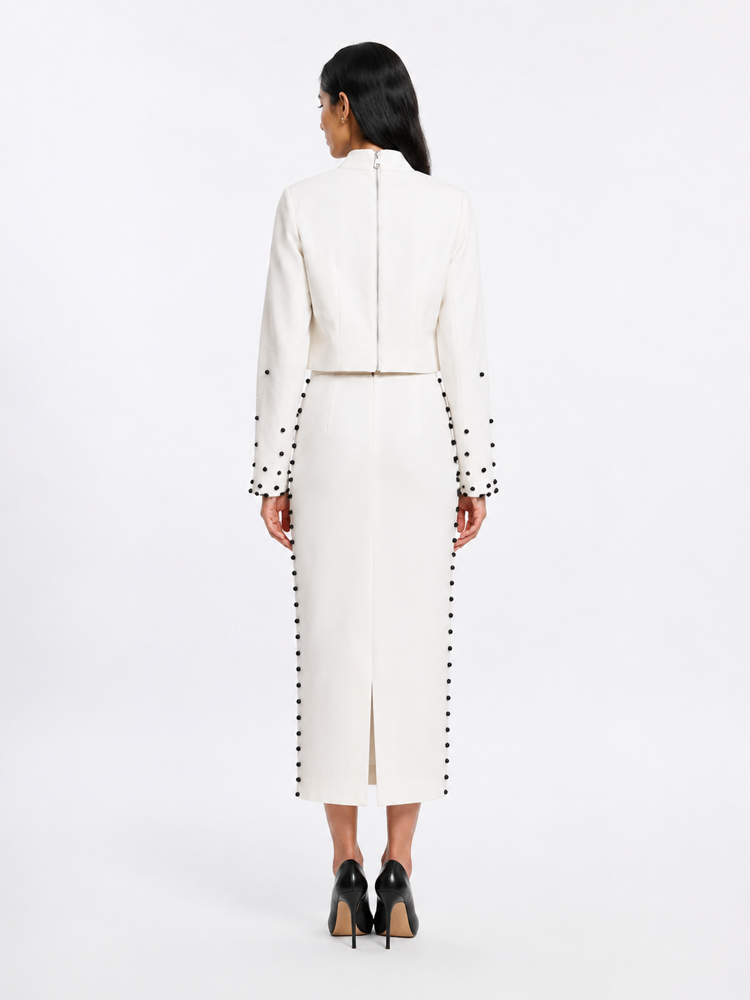 Pearl Embellished Two-Piece Skirt Set — Celeste