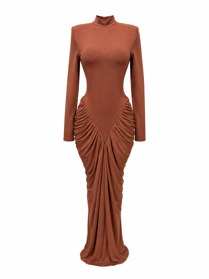 Ruched Mermaid Evening Gown - Scarlet